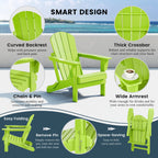 Polytrends Laguna Sedia Adirondack Pieghevole da Esterno per Patio Resistente allo Sbiadimento e alle Intemperie