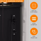 Toeletta Moderna con Grande Specchio, 7 Cassetti, Luci LED, Sedia, 3 Modalità di Illuminazione, Supporto per Asciugacapelli e Stazione di Ricarica per Camera da Letto