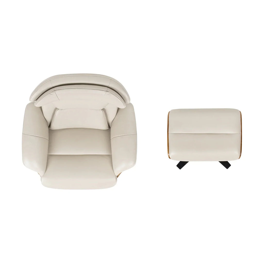 Jovan 31.5 Poltrona reclinabile in vera pelle con pouf