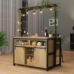 Isola per cucina, scaffale per forni a microonde con porta scorrevole, grande tavolo da cucina da 106,68 cm con supporto a 3 livelli per microonde, scaffali per forno, set da tavola per caffè