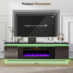 Mobile TV Skyzoo con camino elettrico per TV fino a 80" con luci a LED e 4 prese CA, console TV per soggiorno