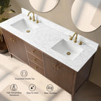Mobile lavabo doppio Vanity Art 72 per bagno con piano in marmo composito