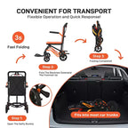 Carrozzina Pieghevole da Trasporto Ultraleggera, Supporta 100 kg, Telaio in Alluminio da 8 kg, Seduta da 41 cm, Braccioli e Poggiapiedi Rimovibili, Freno di Stazionamento