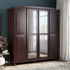 Palace Imports Armadio Kyle a 4 Ante in 100% Legno Massello con Ante in Legno Massello o a Specchio