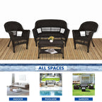 Set da conversazione da 4 pezzi per patio in vimini