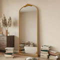 Specchio ad arco a figura intera 65x22 Specchio vintage in metallo stile barocco, oro antico