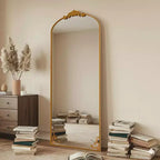 Specchio ad arco a figura intera 65x22 Specchio vintage in metallo stile barocco, oro antico