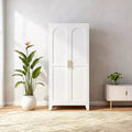 Mobile contenitore Homy Casa a 4 ante con pannelli in canna d'India e ripiani regolabili per soggiorno, sala da pranzo o ingresso, nero e naturale