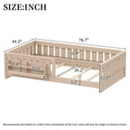 Struttura letto a piattaforma per bambini di dimensioni Twin e Full con sponda di protezione, librerie integrate e ripiani portaoggetti