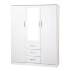 Palace Imports Armadio a 3 ante Cosmo 100% legno massello con ante in legno massello o a specchio