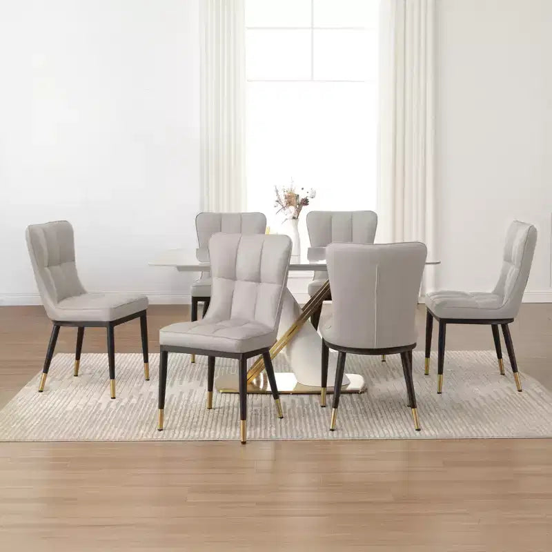Bekrvio Sedie da Sala da Pranzo Set da 6, Moderne Imbottite in Ecopelle con Schienale Alto, Gambe in Metallo, Sedie da Cucina Senza Braccioli per Soggiorno Sala da Pranzo