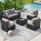 Set di Mobili da Esterno per Patio con Cuscino Spesso 10 cm