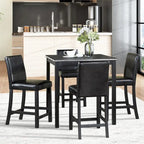 Set da pranzo moderno di 5 pezzi con tavolo quadrato ad altezza bancone e 4 sedie imbottite