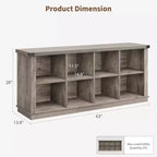 Libreria organizer a 8 cubi, libreria orizzontale rustica, libreria in legno da 62 pollici per ingresso, librerie lunghe e basse per soggiorno