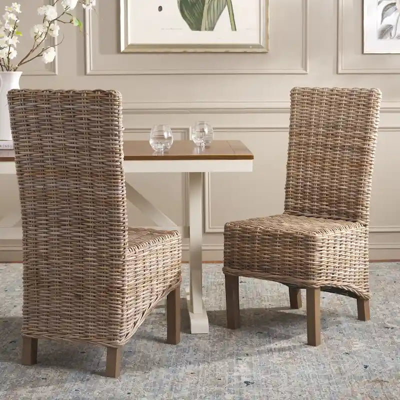 Set di 2 sedie da pranzo in vimini naturale 48L x 56P x 104A cm, stile Boho Coastal