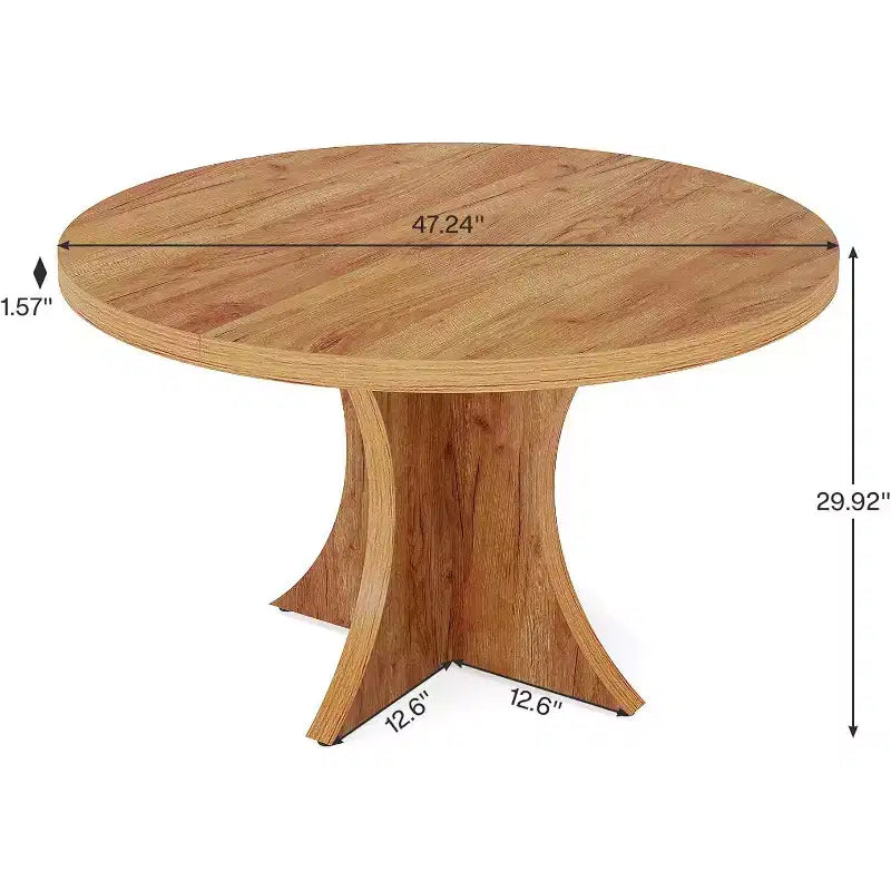 Lantine Tavolo da Pranzo Rotondo da 120 cm per 4-6 persone, Tavolo da Cucina Stile Rustico con Base a Piedistallo, Tavolino da Pranzo per Sala da Pranzo, Soggiorno, Marrone