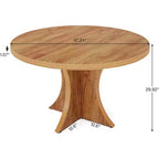 Lantine Tavolo da Pranzo Rotondo da 120 cm per 4-6 persone, Tavolo da Cucina Stile Rustico con Base a Piedistallo, Tavolino da Pranzo per Sala da Pranzo, Soggiorno, Marrone