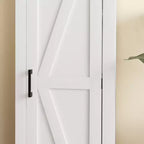 Mobile Contenitore Rustico HOMCOM con Ripiano Regolabile, Credenza ad Anta Unica in Stile Fattoria per Soggiorno, Mobile Dispensa da Terra, Bianco