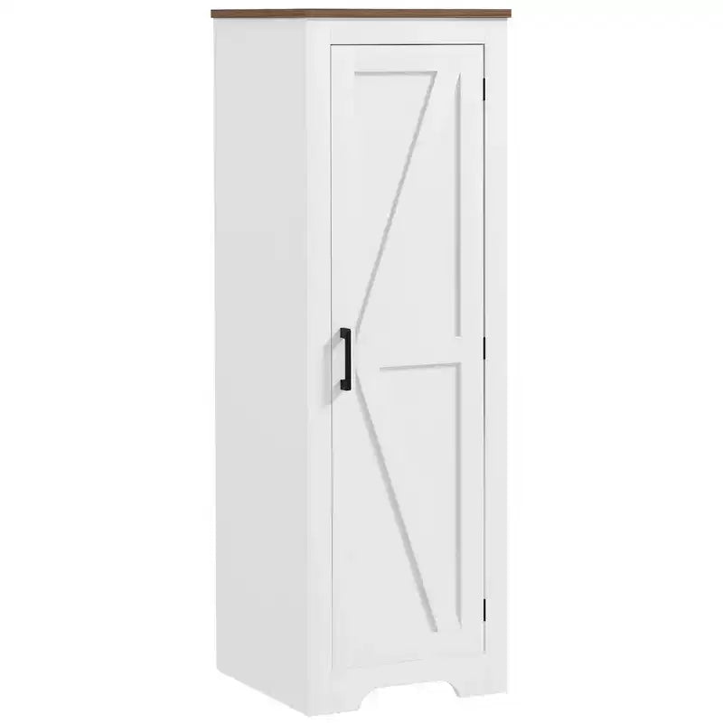 Mobile Contenitore Rustico HOMCOM con Ripiano Regolabile, Credenza ad Anta Unica in Stile Fattoria per Soggiorno, Mobile Dispensa da Terra, Bianco