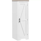 Mobile Contenitore Rustico HOMCOM con Ripiano Regolabile, Credenza ad Anta Unica in Stile Fattoria per Soggiorno, Mobile Dispensa da Terra, Bianco