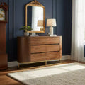 Comò moderno a 6 cassetti con design a bordo vivo, base in metallo e costruzione durevole in legno misto