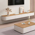 Mobile TV galleggiante contemporaneo in legno bianco con cassetti