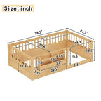 Letto a terra per bambini Bellemave con recinzione rialzata e libreria, struttura letto matrimoniale in legno Montessori per bambine e bambini