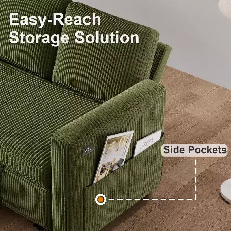 Dyonery Divano Letto Angolare 81, Divano Estraibile a L con Chaise Longue Reversibile con Contenitore, USB, Schienale Reclinabile