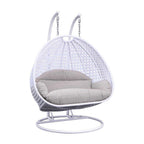LeisureMod Sedia a Uovo Sospesa per 2 Persone con Supporto - Dondolo Pensile per Esterni/Interni in Rattan Intrecciato con Cuscini
