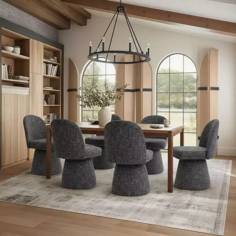 Set di 6 sedie da pranzo moderne senza braccioli girevoli a 360° con base a piedistallo, eleganti sedie d'accento per cucina, sala da pranzo o ufficio-Panipeachy