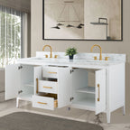 Mobile lavabo doppio Vanity Art 72 per bagno con piano in marmo composito