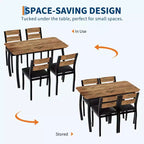 Tavolo e sedie da cucina con struttura in metallo, set da 5 pezzi, con design smussato