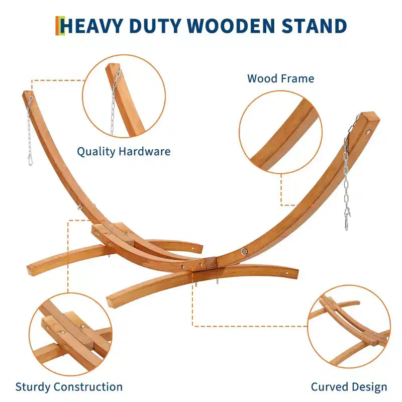 Supporto per amaca, in legno pesante per esterno, resistente alle intemperie, universale - 215 kg, curvo per patio, cortile, interni
