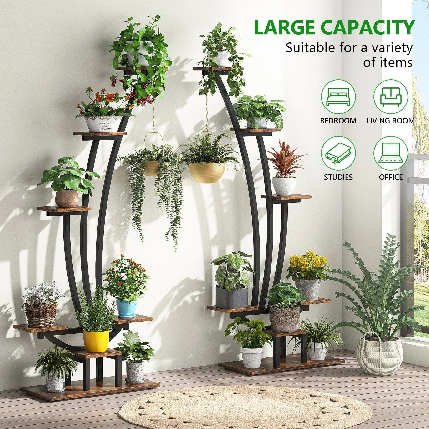 Fioriera Verticale per Piante da Interno a 6 Livelli per Giardino - Set da 2 Pezzi