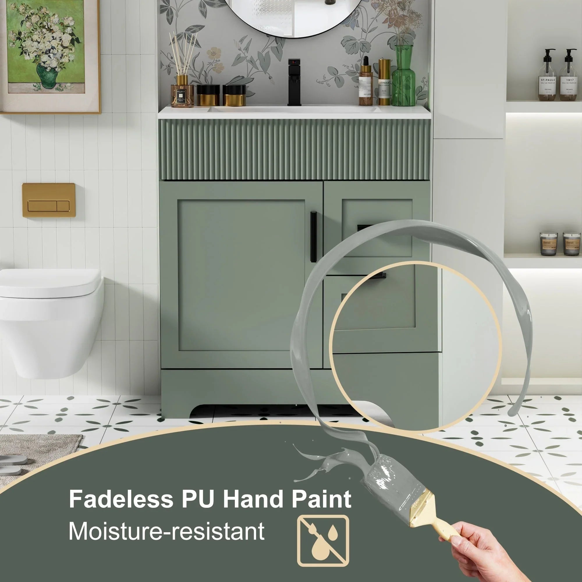 Mobile bagno 30/36/48 Wavy Line con lavabo e rubinetto