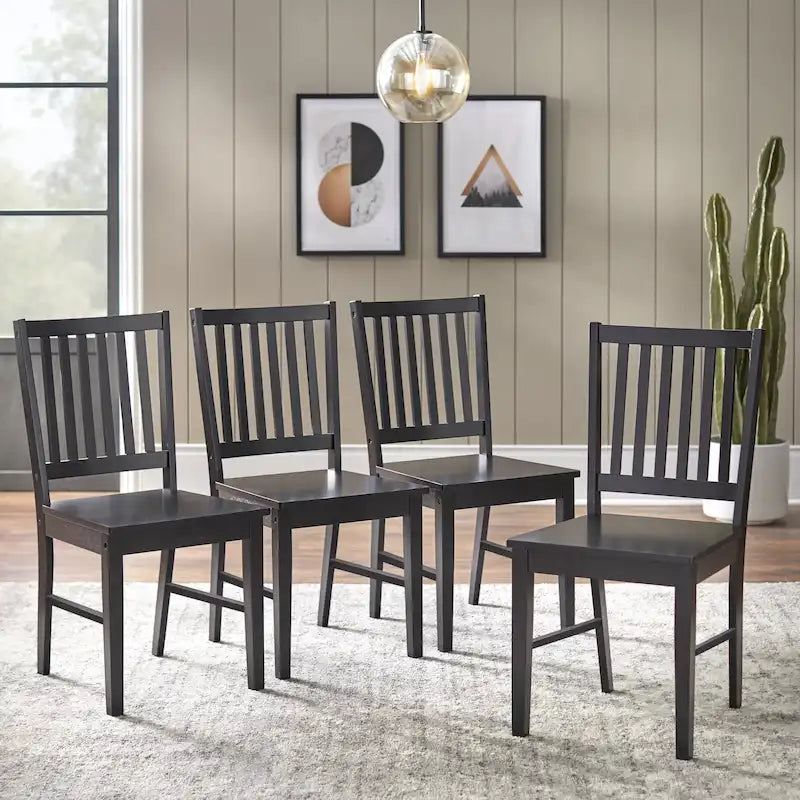 Set di 4 sedie da pranzo con schienale a doghe in legno massello, struttura robusta, design classico, facile montaggio