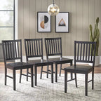 Set di 4 sedie da pranzo con schienale a doghe in legno massello, struttura robusta, design classico, facile montaggio