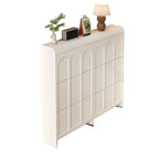 Scarpiera salvaspazio a 3 ripiani con anta a ribalta in legno bianco