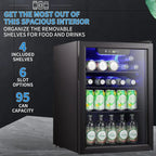 Mini Frigo-Cantinetta per bevande da 100 lattine, Frigo portatile, Porta in vetro frontale trasparente, Piccolo refrigeratore per bevande con touch screen - 2.6 Cu. Ft.