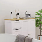 Mobiletto da Bagno HOMCOM con Ripiano Regolabile, Armadietto da Bagno Indipendente con 4 Cassetti e 2 Ante, Bianco