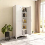 Mobile contenitore Homy Casa a 4 ante con pannelli in canna d'India e ripiani regolabili per soggiorno, sala da pranzo o ingresso, nero e naturale