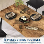 Tavolo e sedie da cucina con struttura in metallo, set da 5 pezzi, con design smussato