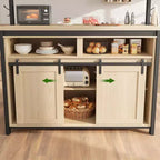 Isola per cucina, scaffale per forni a microonde con porta scorrevole, grande tavolo da cucina da 106,68 cm con supporto a 3 livelli per microonde, scaffali per forno, set da tavola per caffè