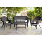 Set da conversazione da 4 pezzi per patio in vimini