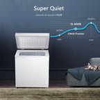 Congelatore a Pozzo da 1,8 Piedi Cubi con Cesto Rimovibile, Scarico Inferiore, Termostato a 7 Livelli, Design Autoportante per Casa e Appartamento