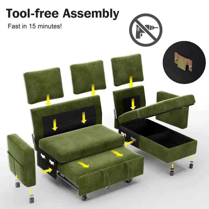 Dyonery Divano Letto Angolare 81, Divano Estraibile a L con Chaise Longue Reversibile con Contenitore, USB, Schienale Reclinabile