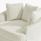 Set di 2 Poltrone Girevoli a Barilotto Oversize da 43" in Velluto a Coste Felpato con Cuscini