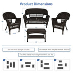Set da conversazione da 4 pezzi per patio in vimini