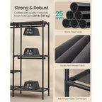 SONGMICS Appendiabiti, Organizzatore per Armadio Robusto con Barre Appendabiti e Ripiani, Carico Totale 135 kg, Montaggio Facile, Nero Inchiostro