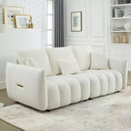 GDFStudio Alanna Divano a 3 Posti Moderno in Tessuto Teddy con Cuscini, 79,5